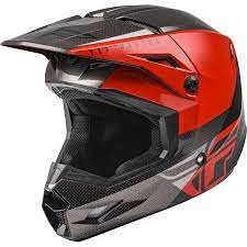 Шлем кроссовый FLY RACING KINETIC STRAIGHT EDGE красный/черный/серый (2021)